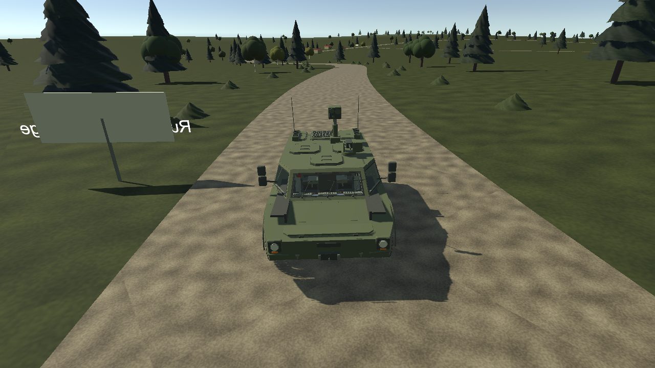 Fennek-Simulator, Fahrzeug auf einem Waldweg