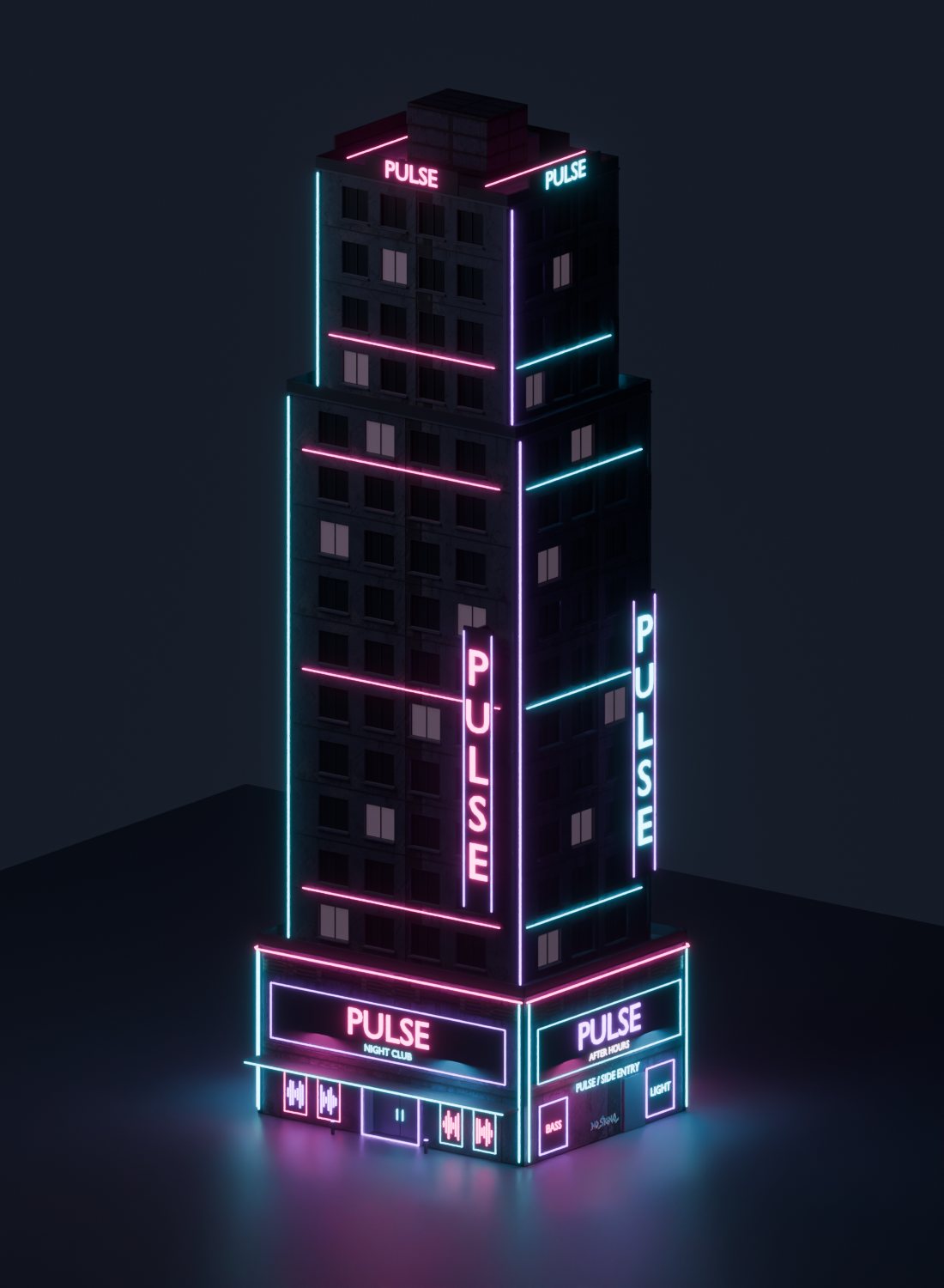 PULSE-Hochhaus als Blender-Modell